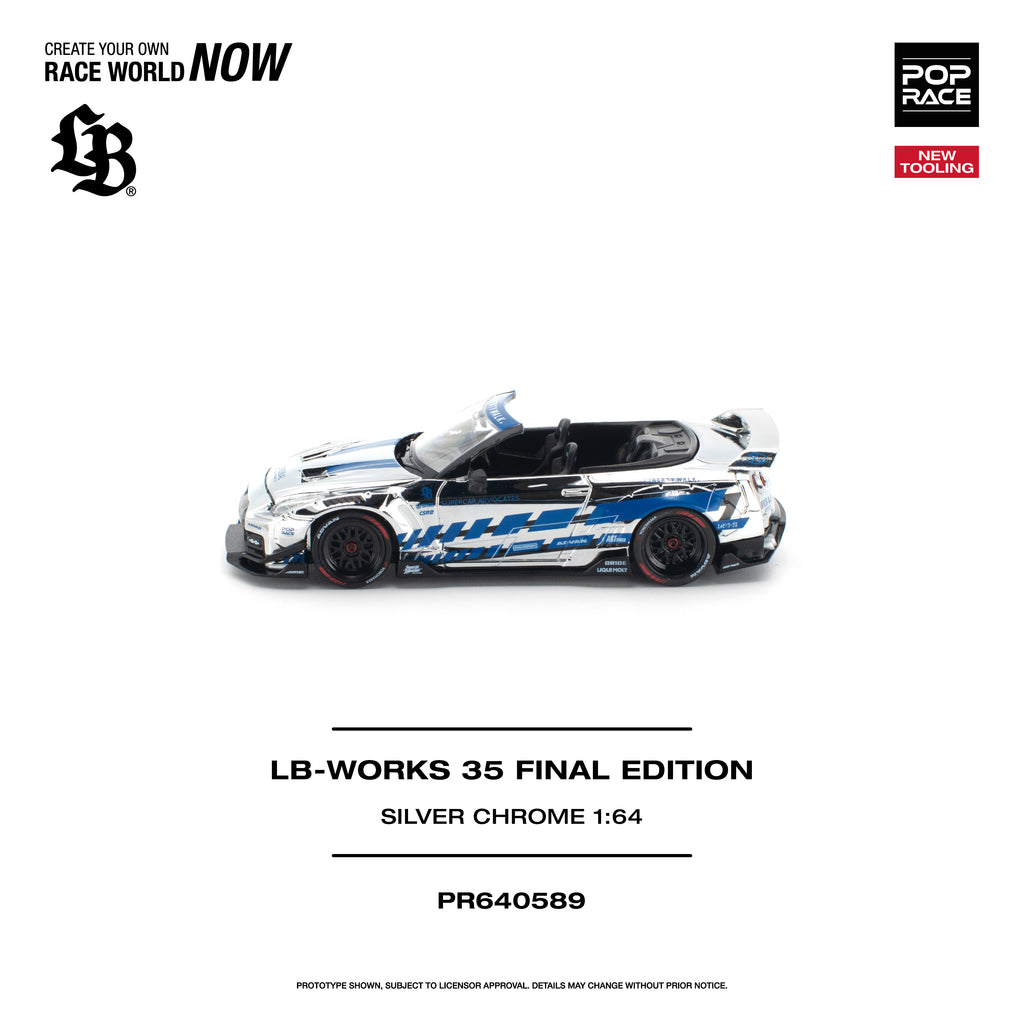 [PRE ORDER] Pop Race 1/64 LB-WORKS 35 Final Edition Silver Chrome New Tooling PR640589 Diecast Scale Model