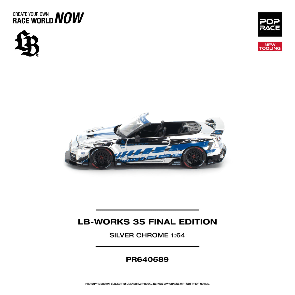 [PRE ORDER] Pop Race 1/64 LB-WORKS 35 Final Edition Silver Chrome New Tooling PR640589 Diecast Scale Model