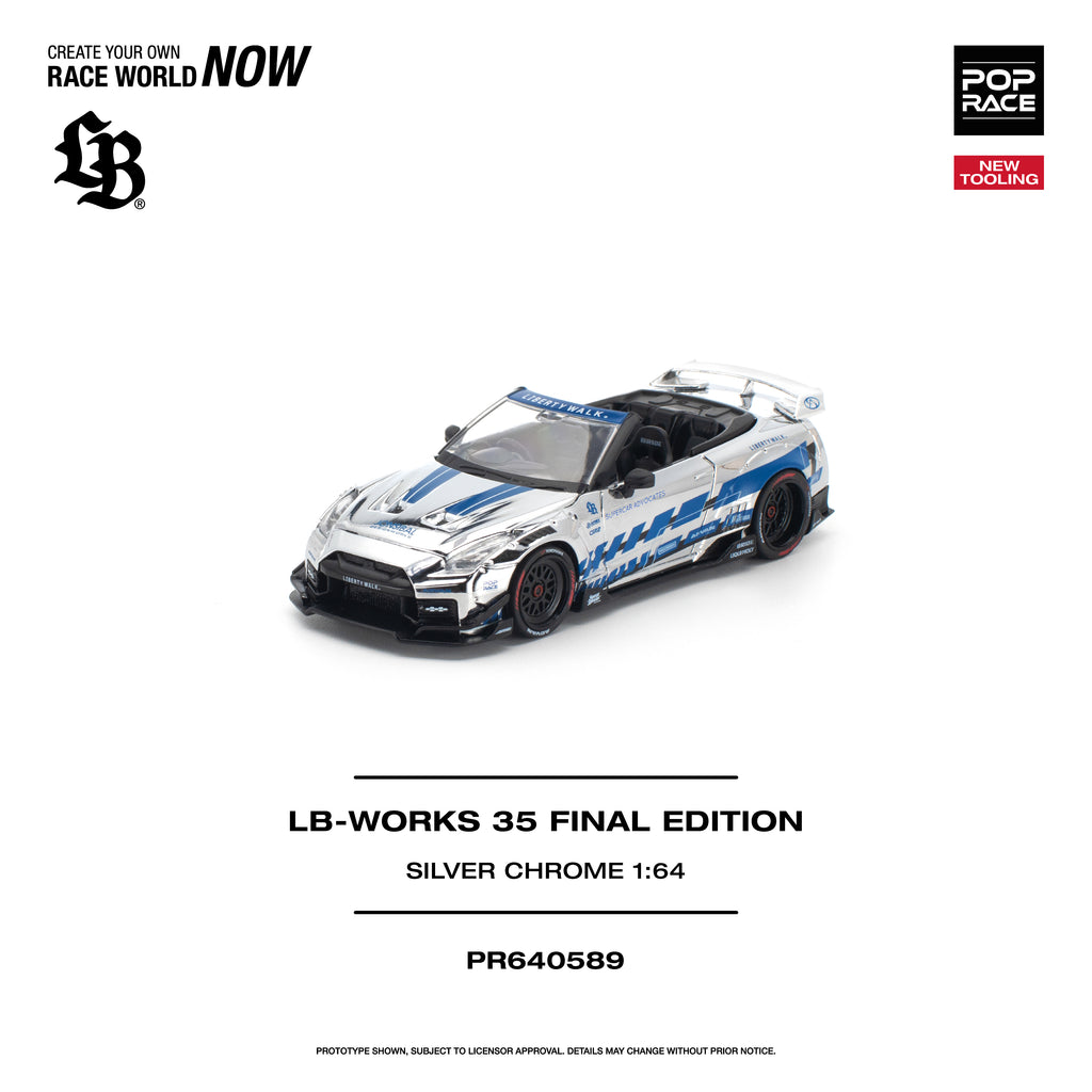 [PRE ORDER] Pop Race 1/64 LB-WORKS 35 Final Edition Silver Chrome New Tooling PR640589 Diecast Scale Model