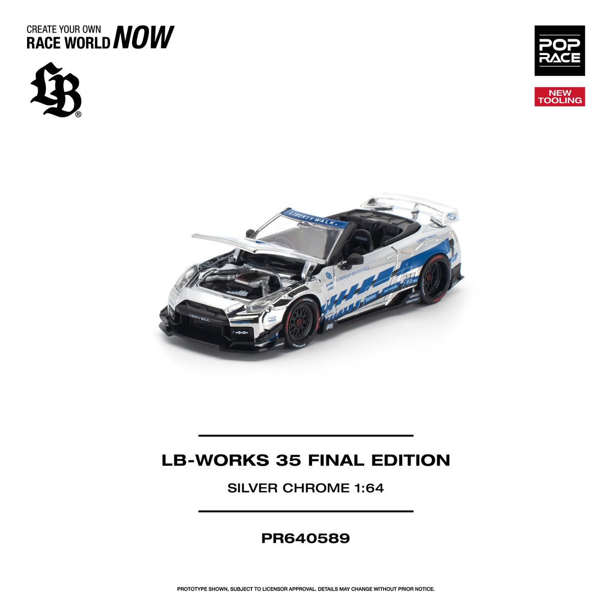 [PRE ORDER] Pop Race 1/64 LB-WORKS 35 Final Edition Silver Chrome New Tooling PR640589 Diecast Scale Model