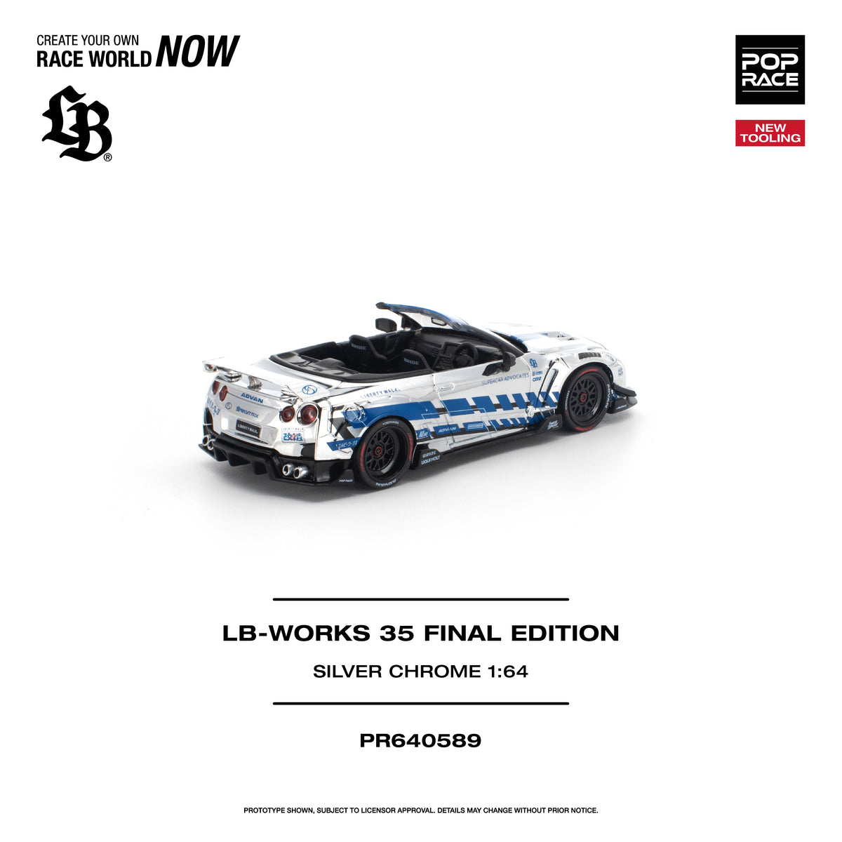 [PRE ORDER] Pop Race 1/64 LB-WORKS 35 Final Edition Silver Chrome New Tooling PR640589 Diecast Scale Model