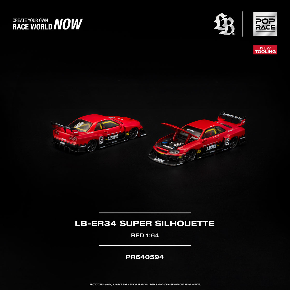 [PRE ORDER] Pop Race 1/64 LB-ER34 Super Silhouette Red PR640594 Diecast Scale Model