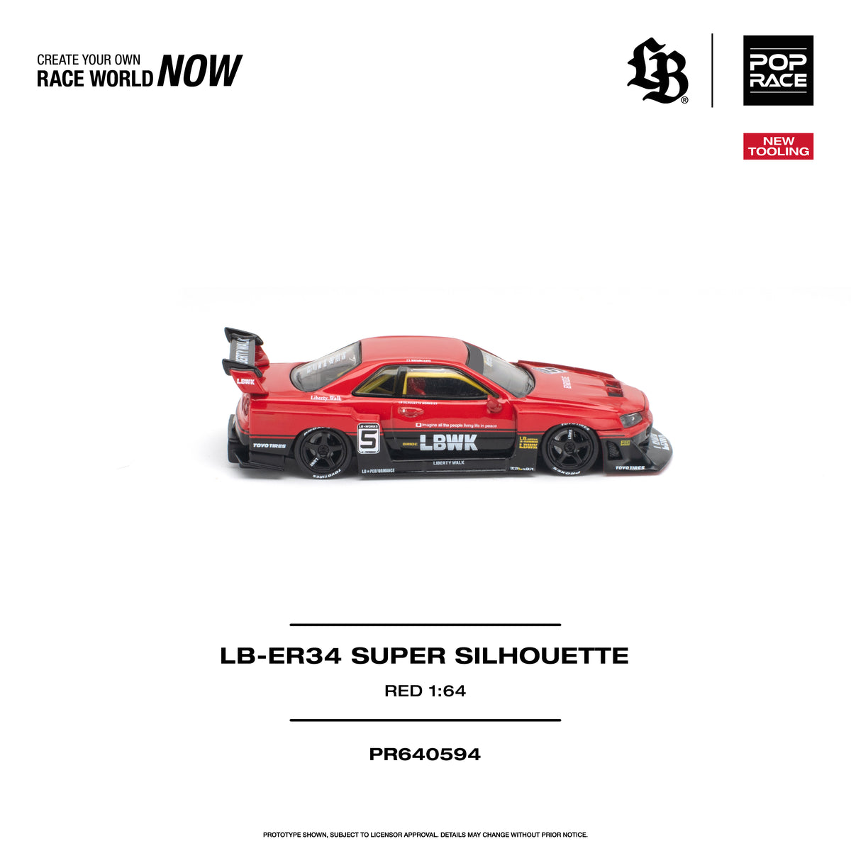 [PRE ORDER] Pop Race 1/64 LB-ER34 Super Silhouette Red PR640594 Diecast Scale Model