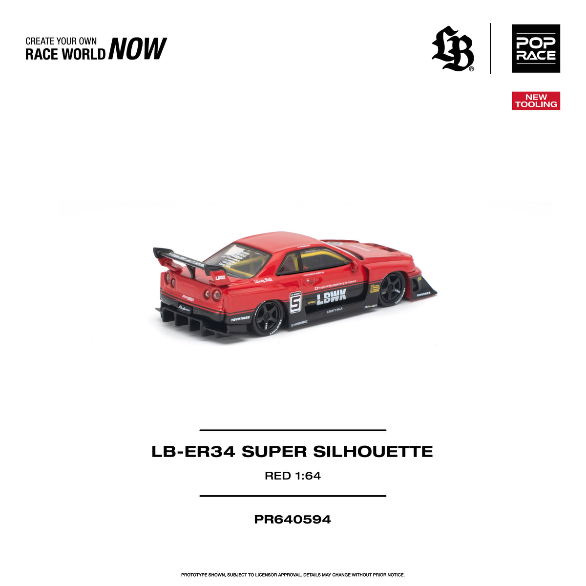 [PRE ORDER] Pop Race 1/64 LB-ER34 Super Silhouette Red PR640594 Diecast Scale Model
