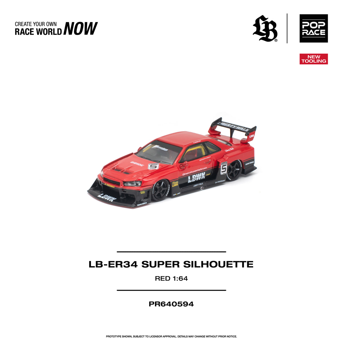 [PRE ORDER] Pop Race 1/64 LB-ER34 Super Silhouette Red PR640594 Diecast Scale Model