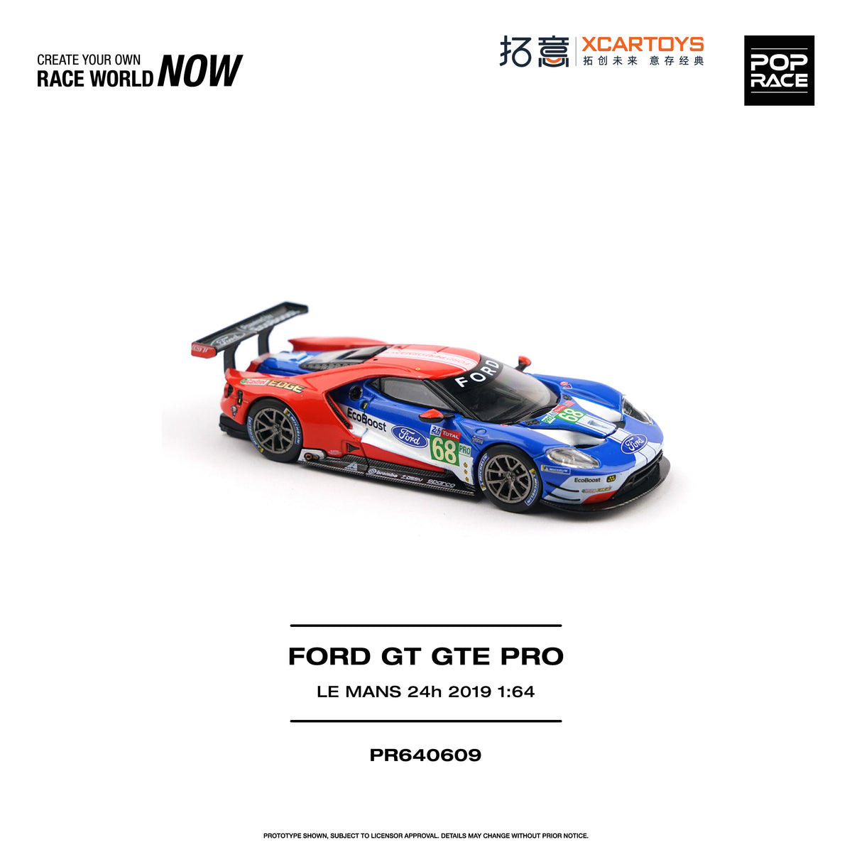 [PRE ORDER] Pop Race 1/64 Ford GT GTE PRO Le Mans 24H 2019 PR64609 Diecast Scale Model
