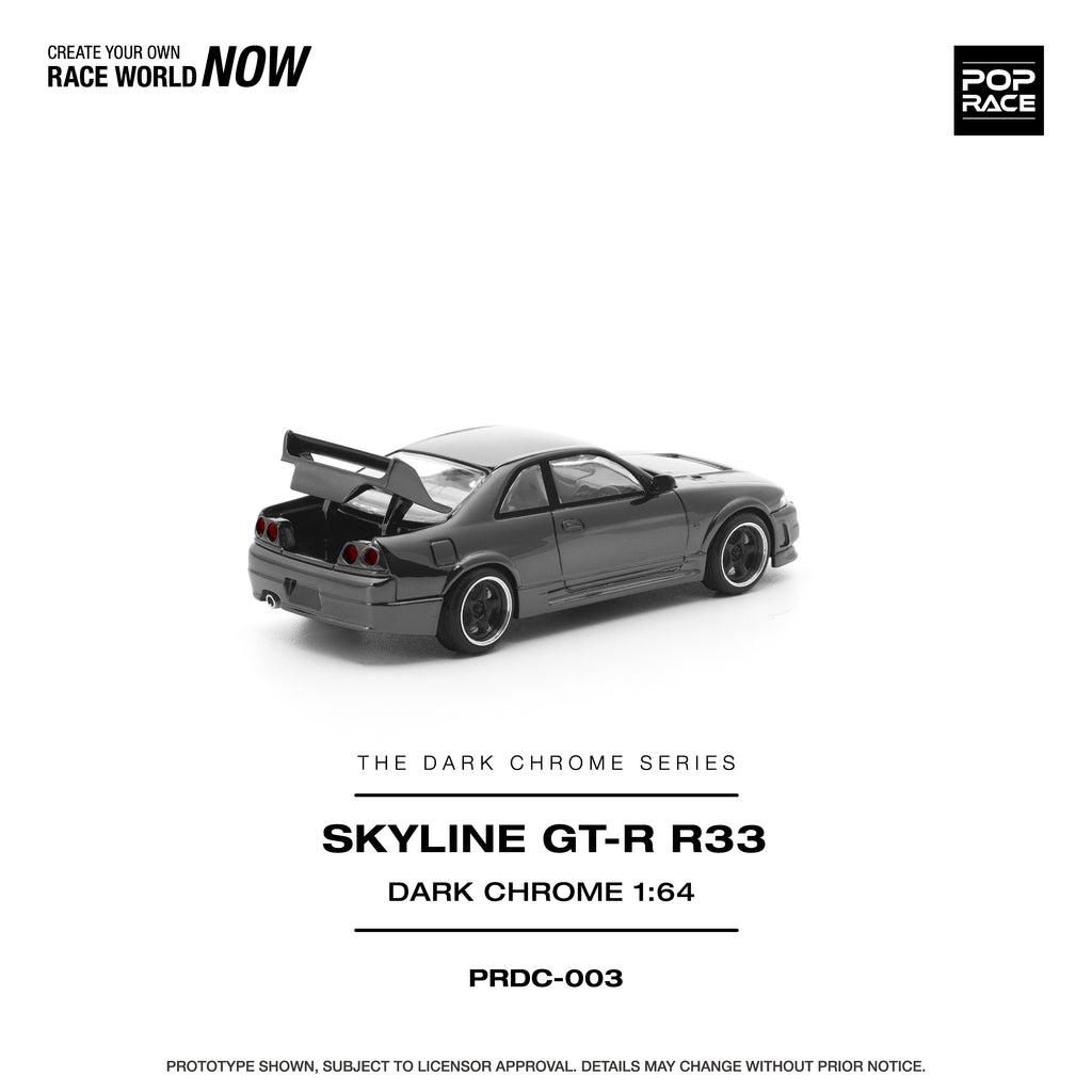 Pop Race 1/64 Skyline GT-R R22 Dark Chrome PRDC003 Diecast Scale Model