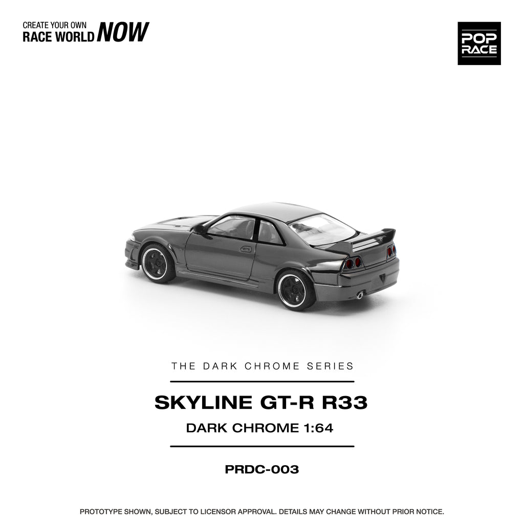 Pop Race 1/64 Skyline GT-R R22 Dark Chrome PRDC003 Diecast Scale Model