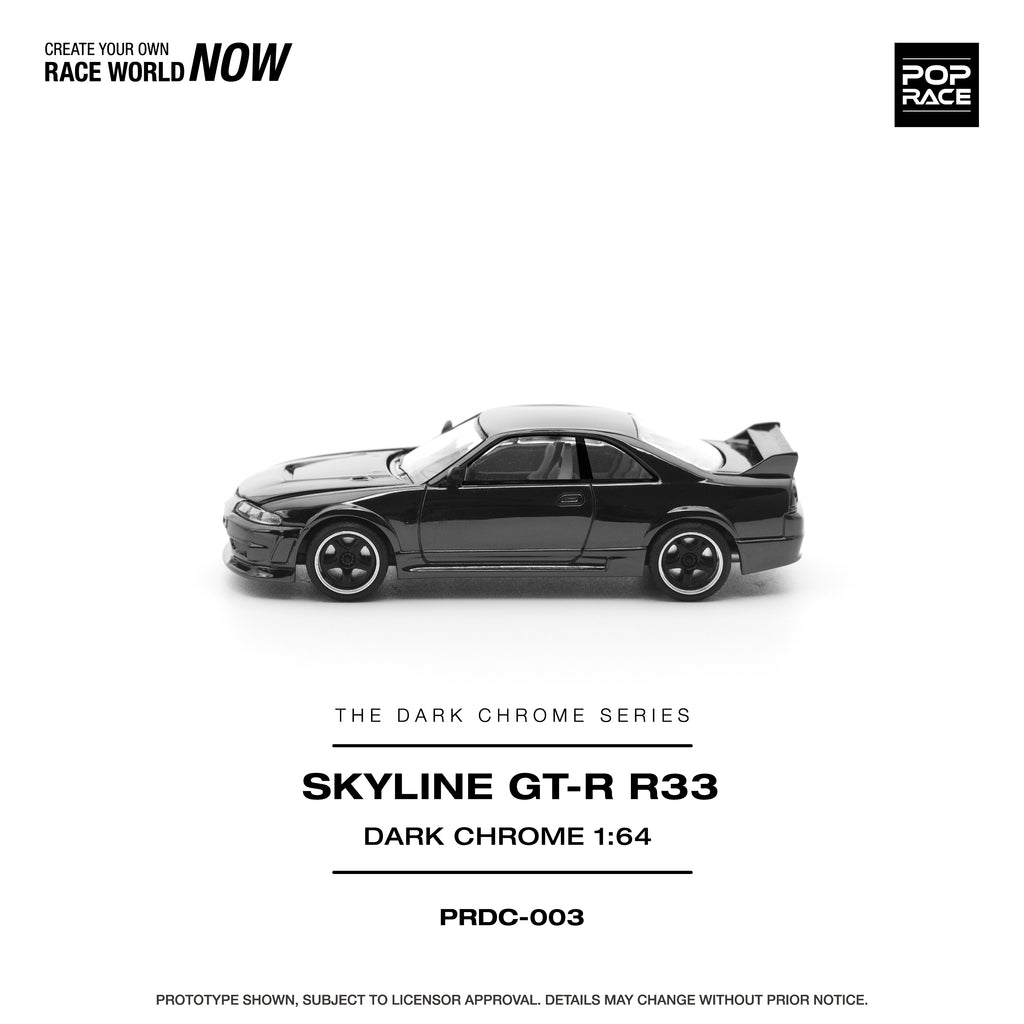 Pop Race 1/64 Skyline GT-R R22 Dark Chrome PRDC003 Diecast Scale Model
