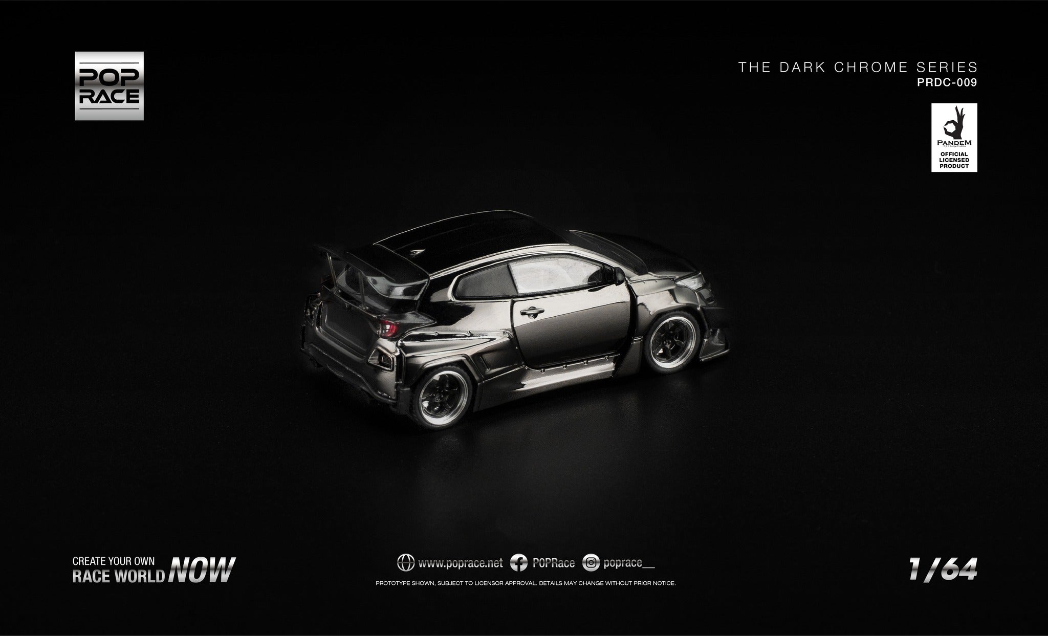 [PRE ORDER] Pop Race 1/64 PANDEM GR Yaris Dark Chrome PRDC009 Diecast Scale Model