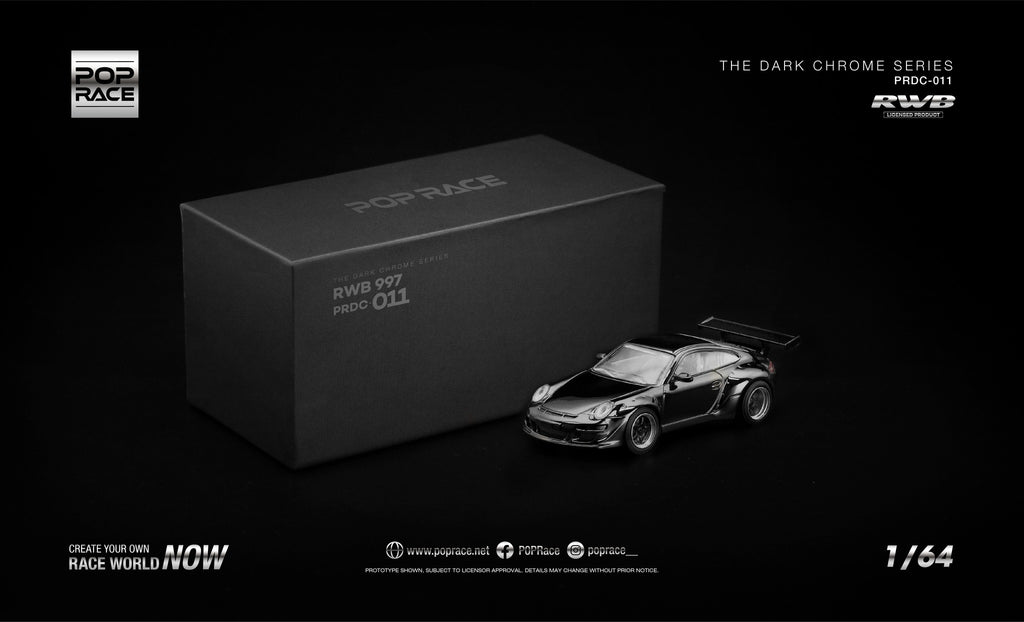 [PRE ORDER] Pop Race 1/64 RWB 997 Dark Chrome PRDC011 Diecast Scale Model