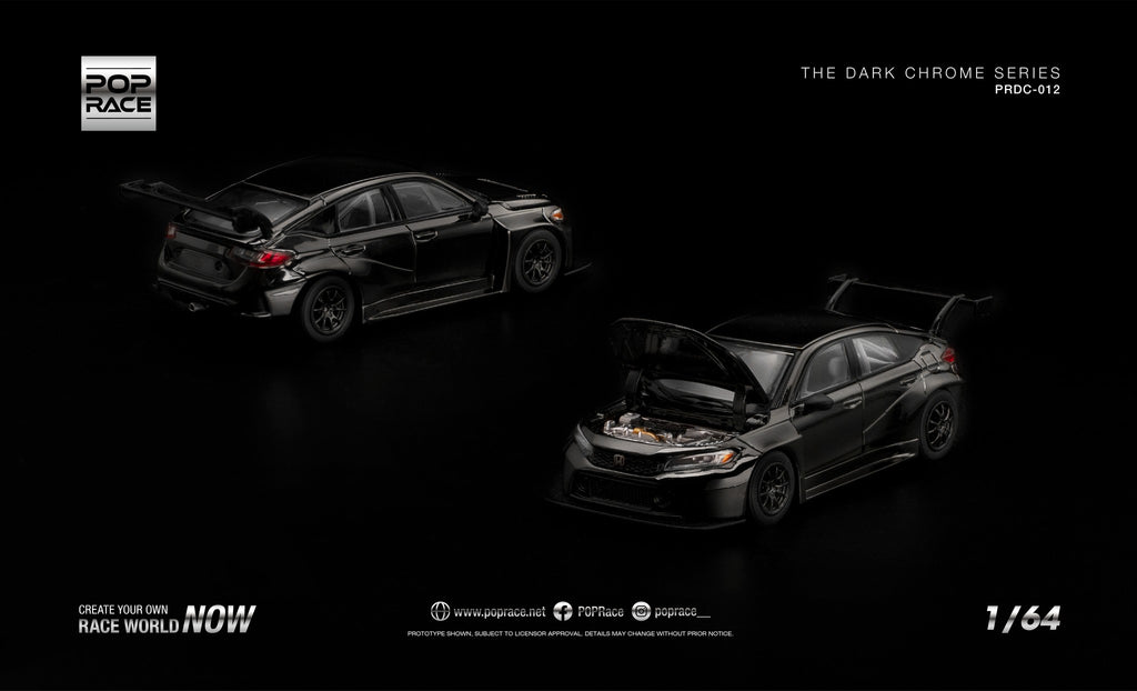 [PRE ORDER] Pop Race 1/64 Honda FL5 TCR Dark Chrome PRDC012 Diecast Scale Model