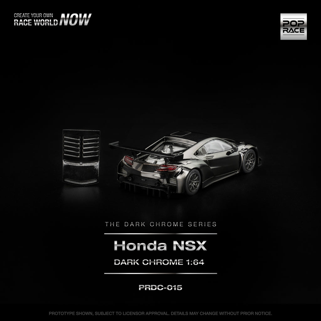[PRE ORDER] Pop Race 1/64 Honda NSX GT3 EV022 Dark Chrome PRDC015 Diecast Scale Model