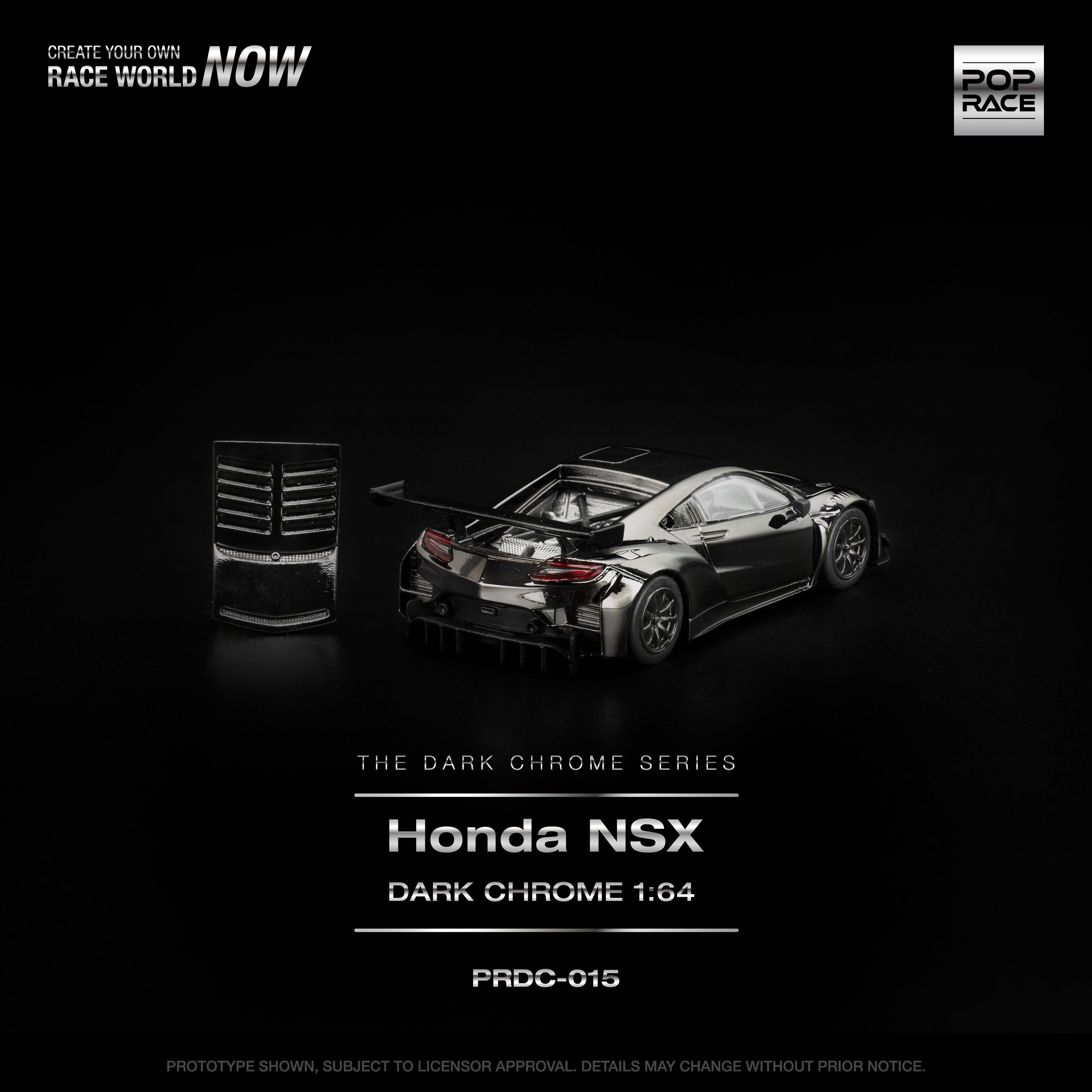 [PRE ORDER] Pop Race 1/64 Honda NSX GT3 EV022 Dark Chrome PRDC015 Diecast Scale Model