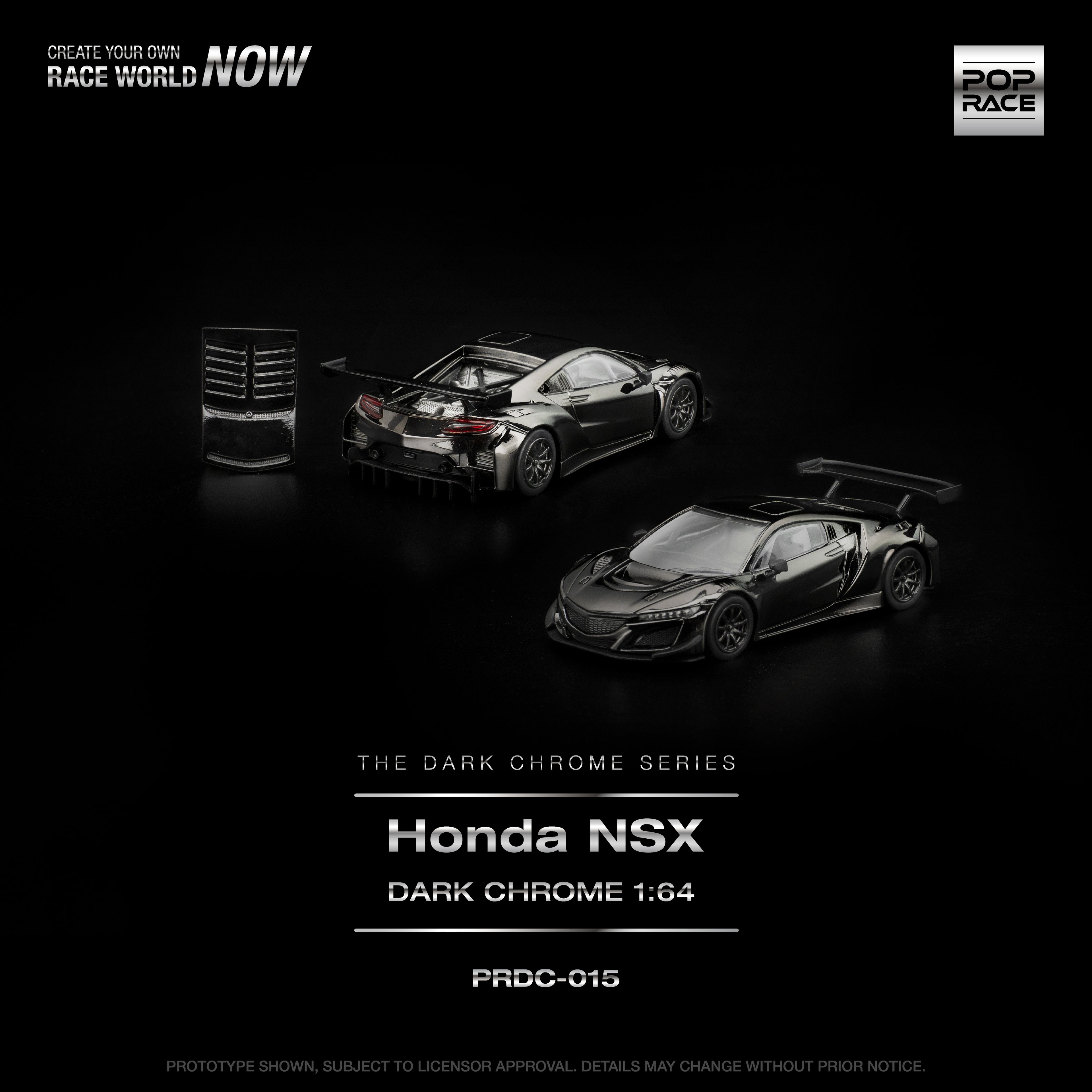 [PRE ORDER] Pop Race 1/64 Honda NSX GT3 EV022 Dark Chrome PRDC015 Diecast Scale Model