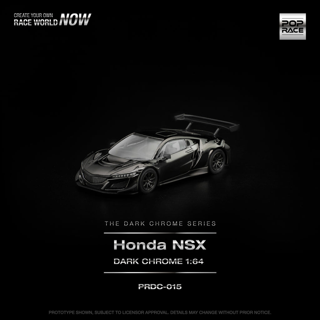 [PRE ORDER] Pop Race 1/64 Honda NSX GT3 EV022 Dark Chrome PRDC015 Diecast Scale Model