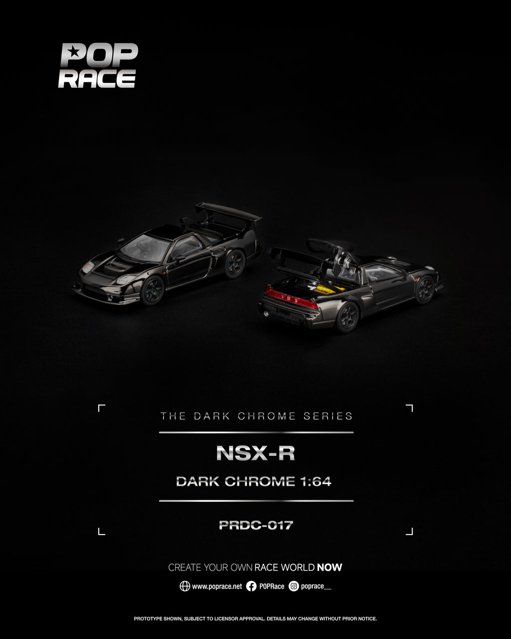 [PRE ORDER] Pop Race 1/64 NSX-R Dark Chrome PRDC017 Diecast Scale Model