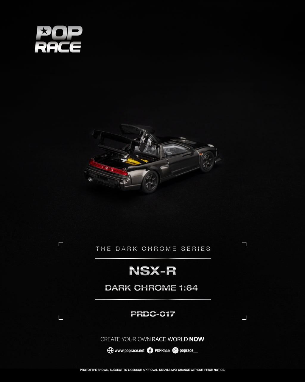 [PRE ORDER] Pop Race 1/64 NSX-R Dark Chrome PRDC017 Diecast Scale Model