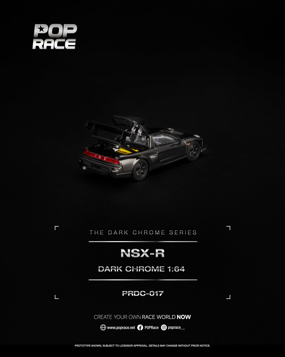 [PRE ORDER] Pop Race 1/64 NSX-R Dark Chrome PRDC017 Diecast Scale Model