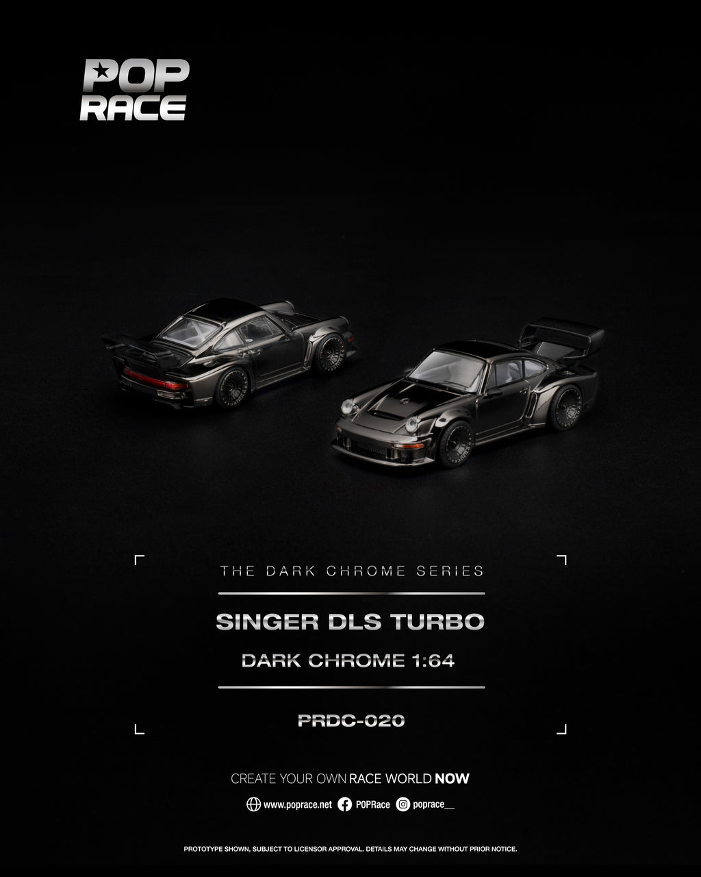 [PRE ORDER] Pop Race 1/64 Singer DLS Turbo Dark Chrome PRDC020 Diecast Scale Model