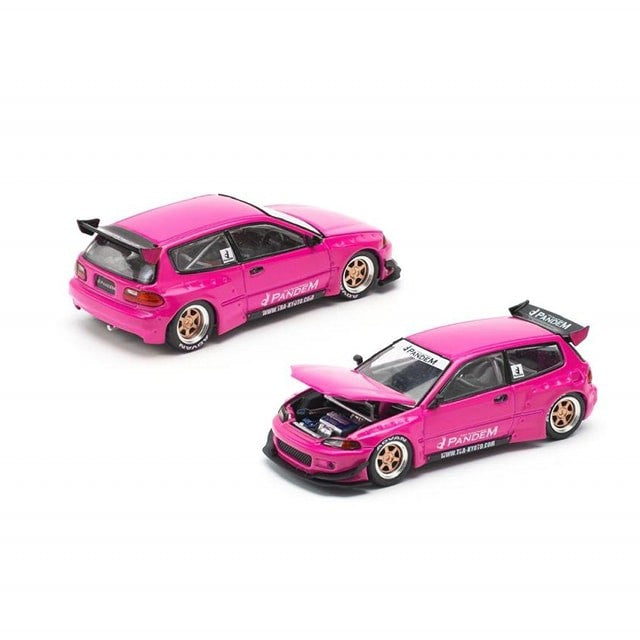 Pop Race 1/64 PANDEM Civic EG6 Pink PRE008 Diecast Scale Model Car