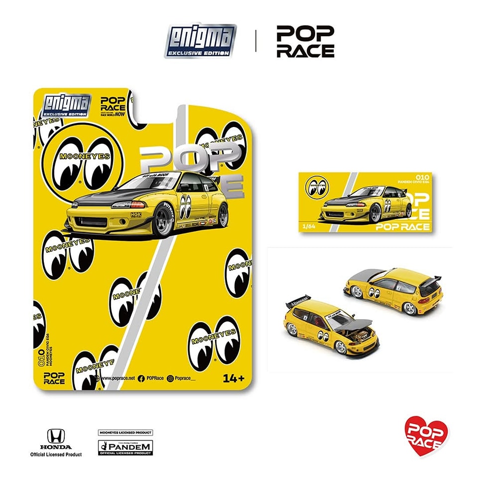 Pop Race 1/64 PANDEM Civic EG6 Mooneyes (BLISTER TYPE) PRE010 Diecast Scale Model