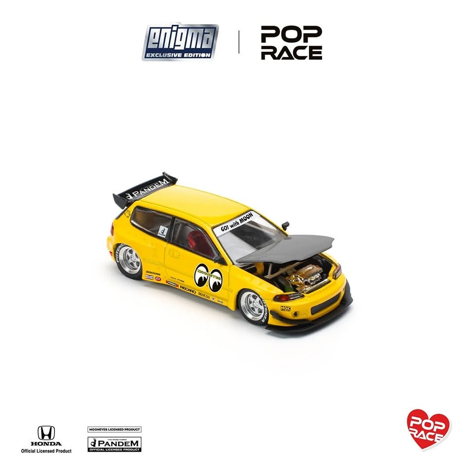 Pop Race 1/64 PANDEM Civic EG6 Mooneyes (BLISTER TYPE) PRE010 Diecast Scale Model