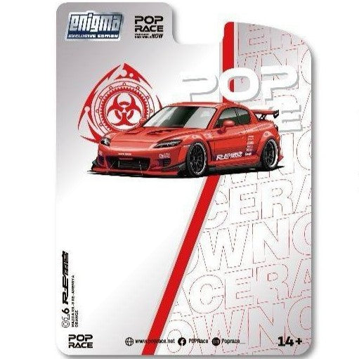 Pop Race 1/64 Mazda RX-8 RE Amemiya Red PRE016 Diecast Scale Model