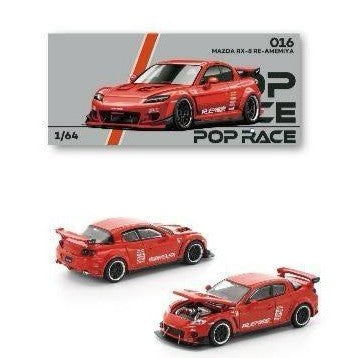 Pop Race 1/64 Mazda RX-8 RE Amemiya Red PRE016 Diecast Scale Model