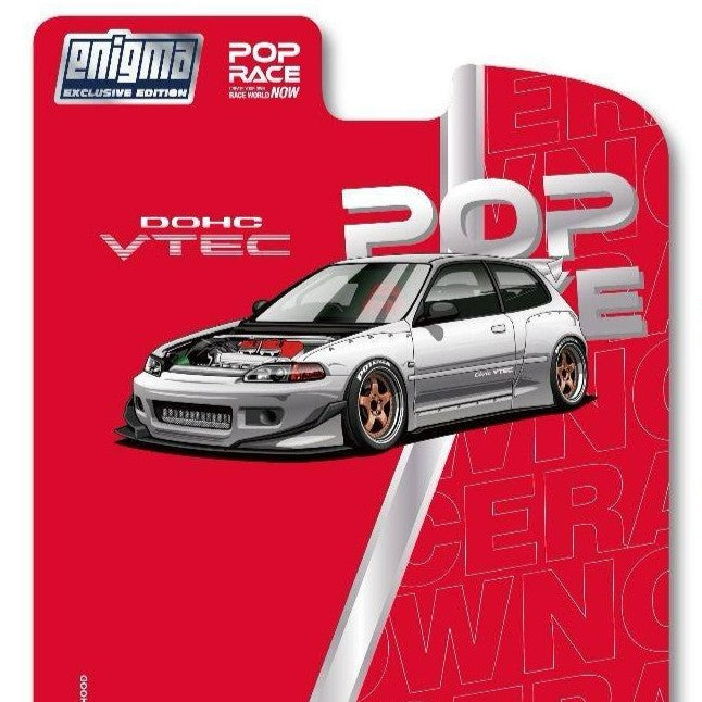 Pop Race 1/64 Pandem Civic EG6 Raw Metal PRE018 Diecast Scale Model