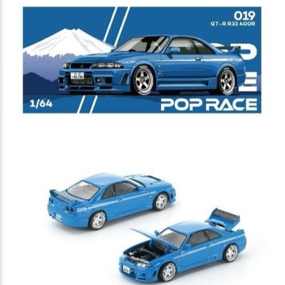 Pop Race 1/64 PRE019 Skyline GT-R R33 Nismo 400R Championship Blue PRE019 Diecast Scale Model