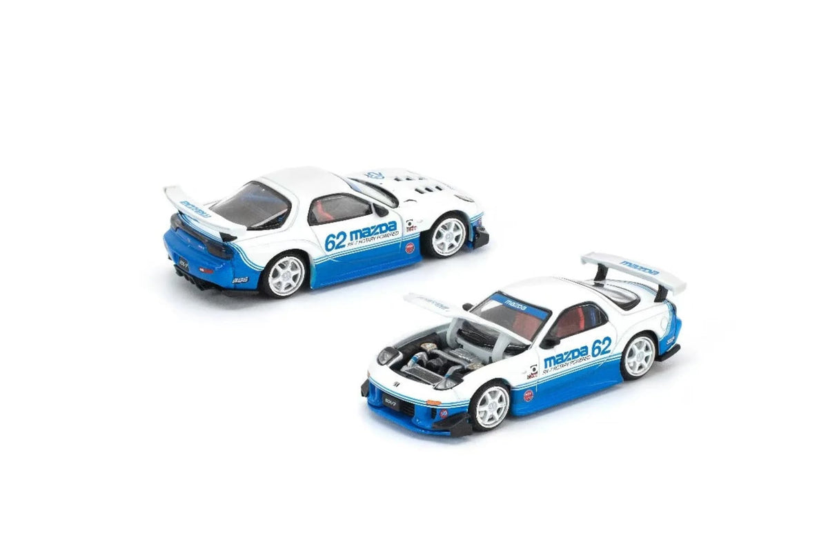 Pop Race 1/64 MAZDA RX7 FD3S Blue White Blister Packaging PRE021 Diecast Scale Model