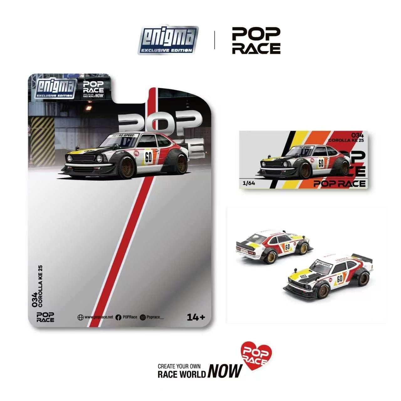 [PRE ORDER] Pop Race 1/64 Corolla KE25 Racing PRE034 Diecast Scale Model