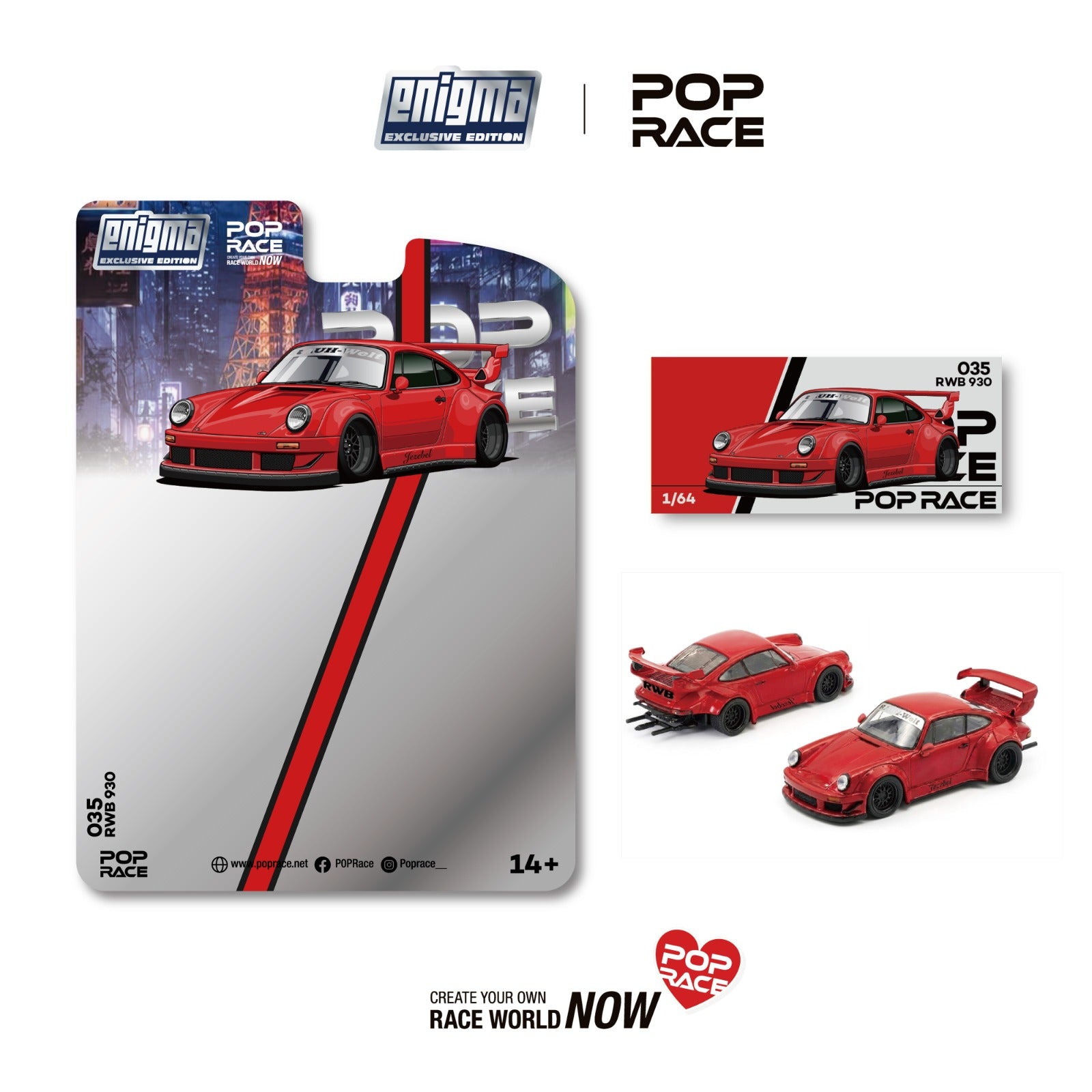 [PRE ORDER] Pop Race 1/64 RWB 930 Red PRE035 Diecast Scale Model Car