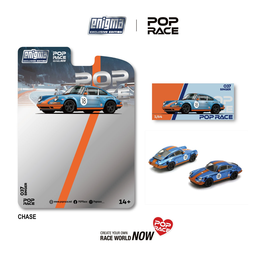[PRE ORDER] Pop Race 1/64 Singer Racing Orange/Blue #18 PRE037 Diecast Scale Model Car