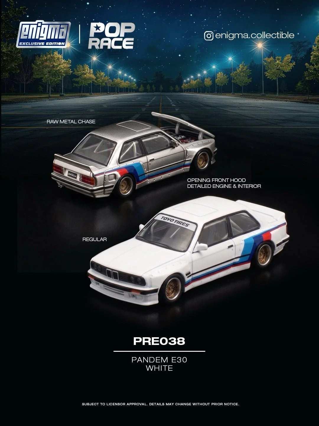 [PRE ORDER] Pop Race 1/64 Pandem E30 White PRE038 Diecast Scale Model