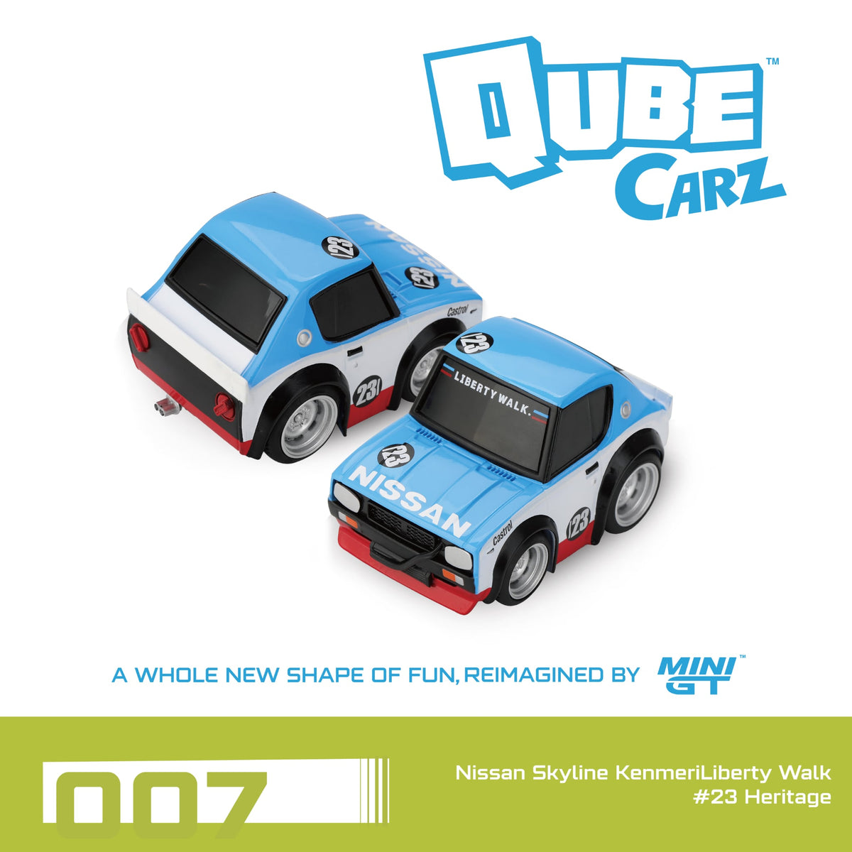 Mini GT Qube Carz Nissan Skyline Kenmeri Liberty Walk #23 Heritage QZ00102-BL Diecast Scale Model