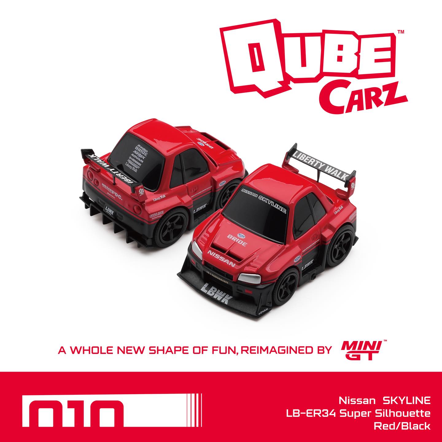 [PRE ORDER] Mini GT Qube Carz Nissan LB-ER34 Super Silhouette SKYLINE Red/Black/Blister QZ00402-BL Diecast Scale Model