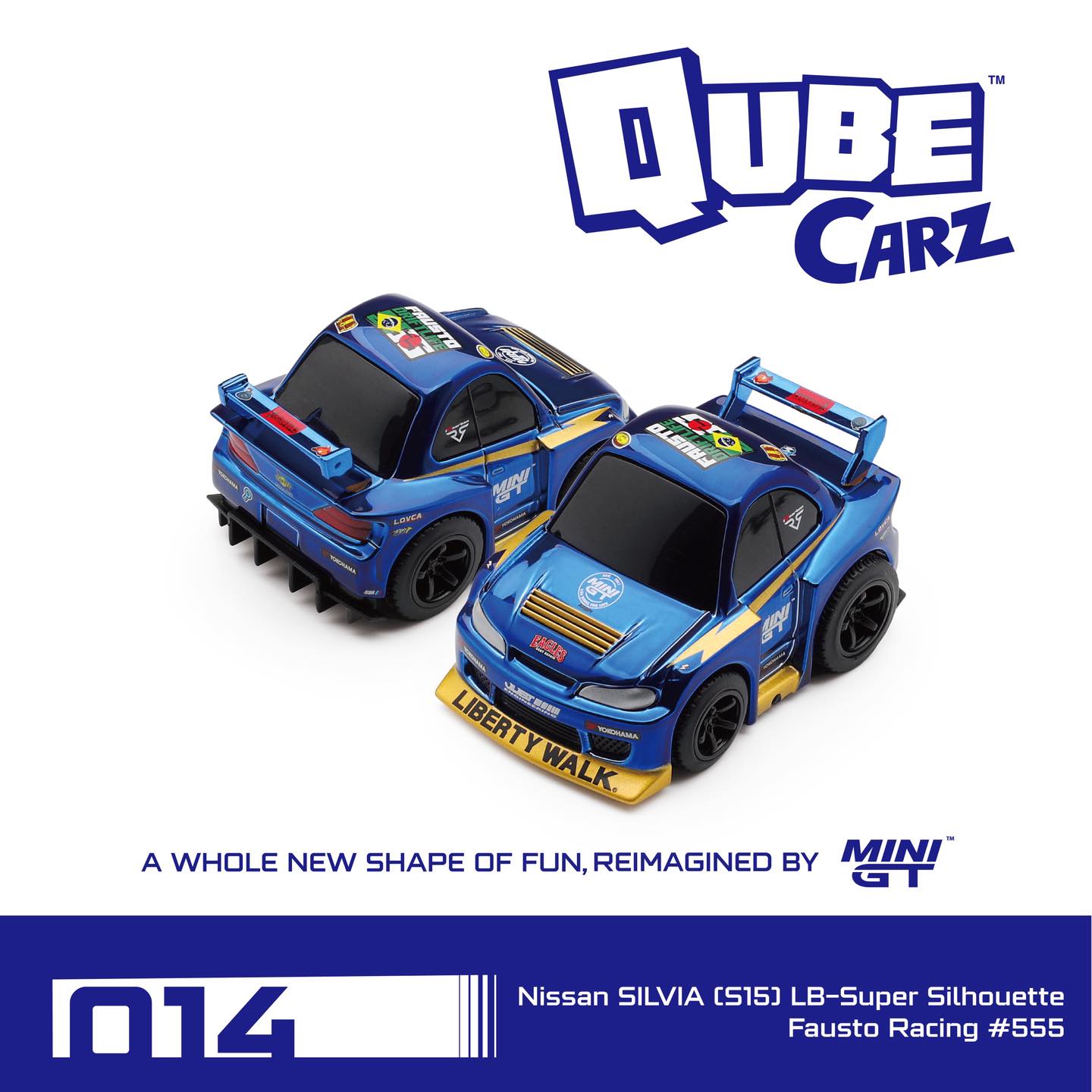 [PRE ORDER] Mini GT Qube Carz Nissan SILVIA (S15) LB-Super Silhouette Fausto Racing #555/Blister QZ00503-BL Diecast Scale Model