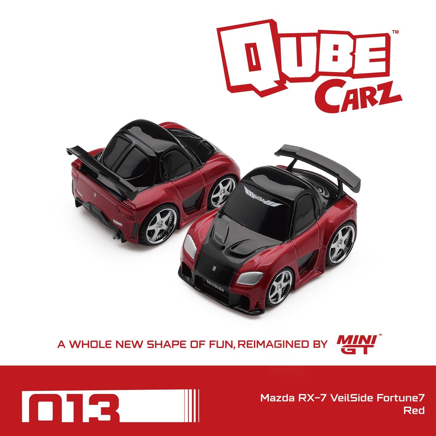 [PRE ORDER] Mini GT Qube Carz Mazda RX-7 VeilSide Fortune7 Red/Blister QZ01002-BL Diecast Scale Model