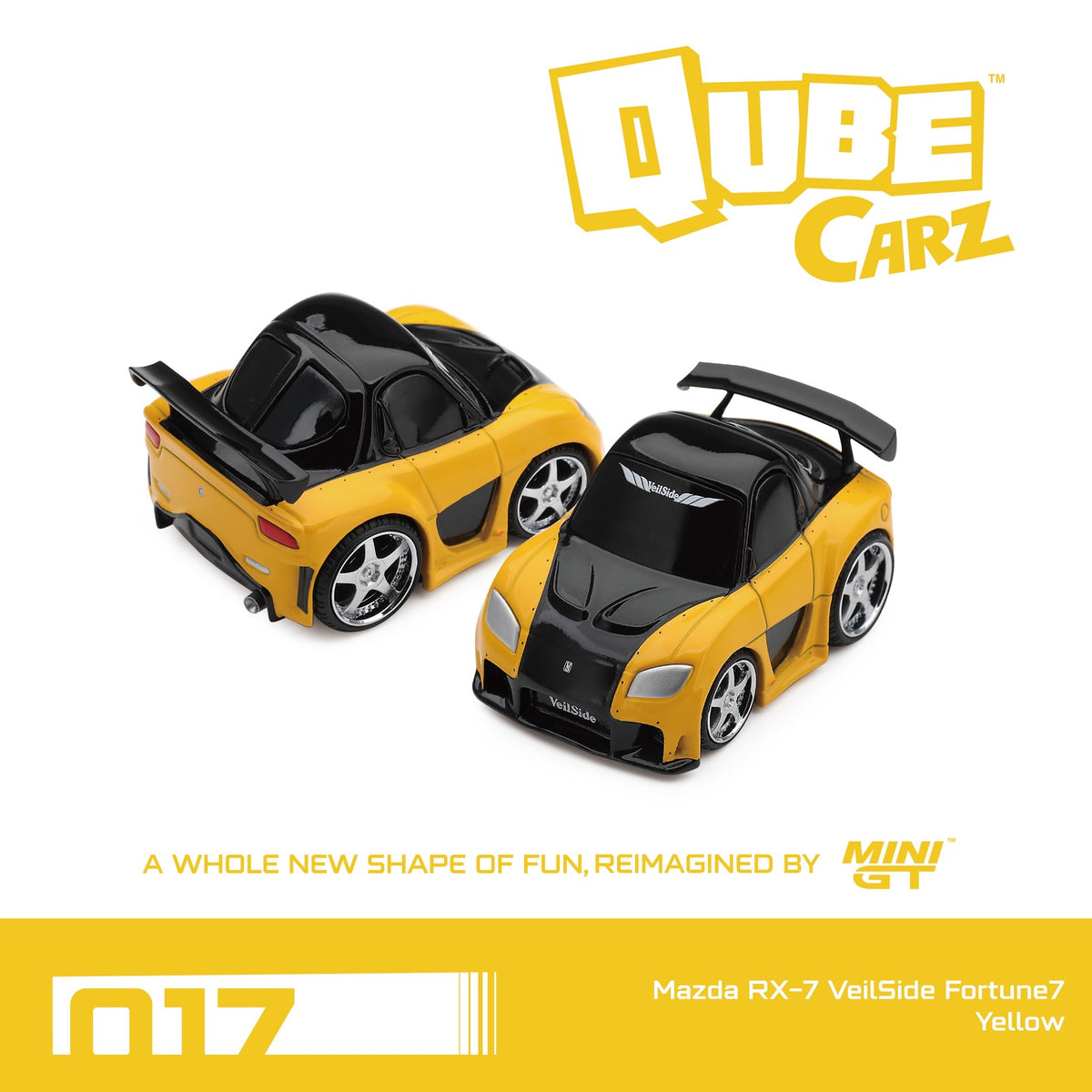 [PRE ORDER] Mini GT Qube Carz Mazda RX-7 VeilSide Fortune7 Yellow Blister Packaging QZ01003-BL Diecast Scale Model
