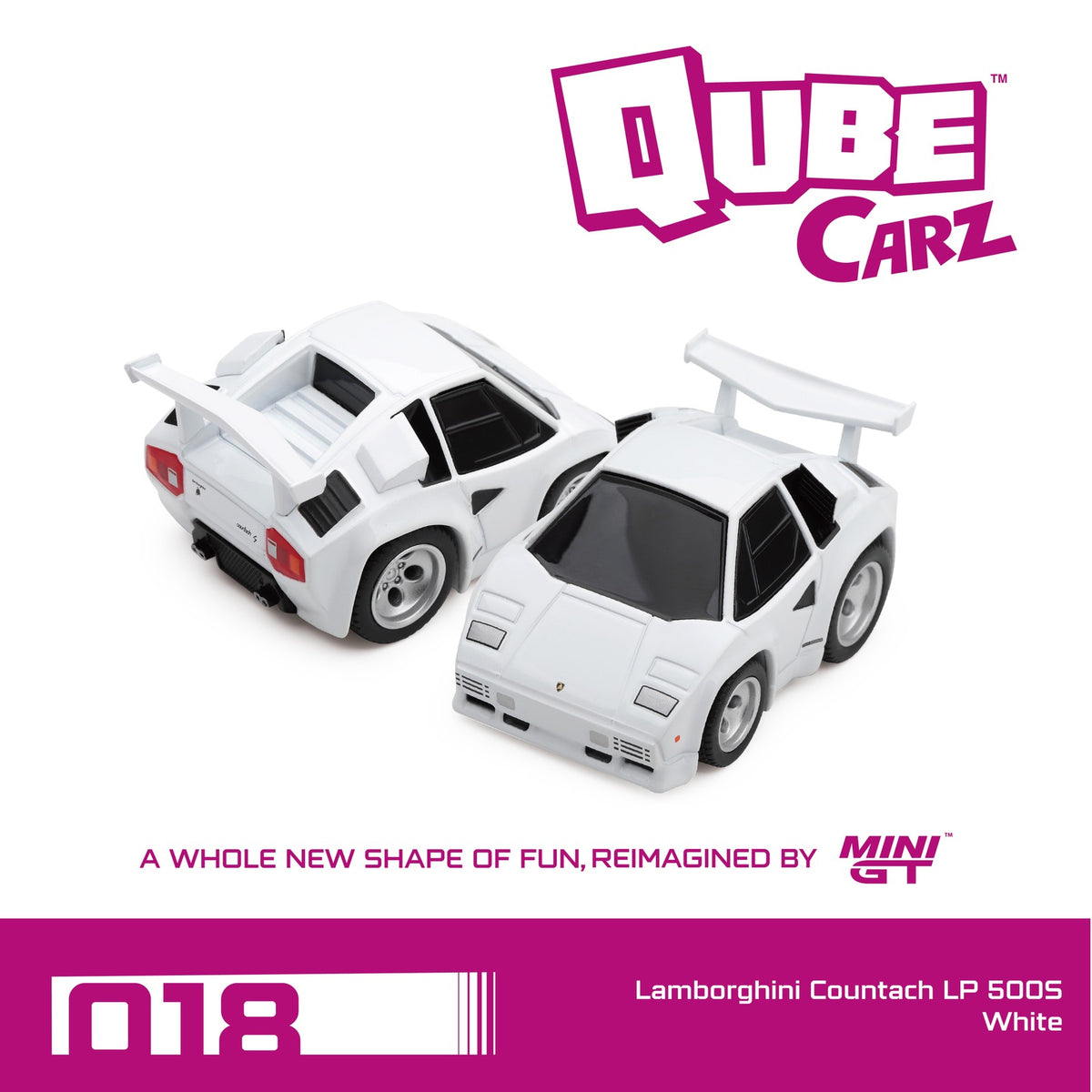 [PRE ORDER] Mini GT Qube Carz Lamborghini Countach 500S White Blister Packaging QZ01201-BL Diecast Scale Model