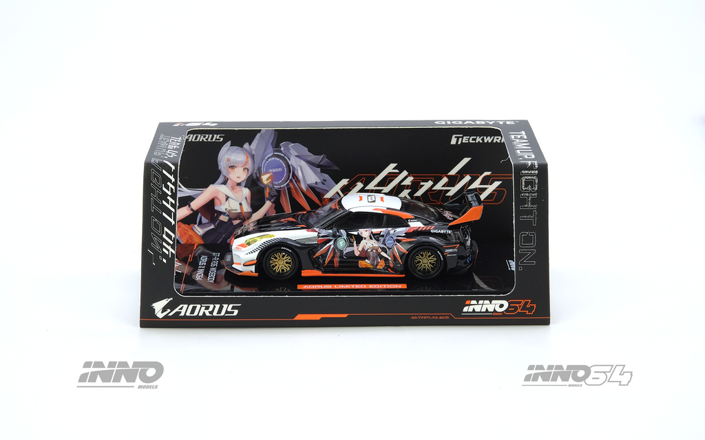 Inno64 1/64 GT-R R35 WIDEBODY AORUS X INNO64 Limited Edition IN64-R35LB-AORUS Diecast Scale Model