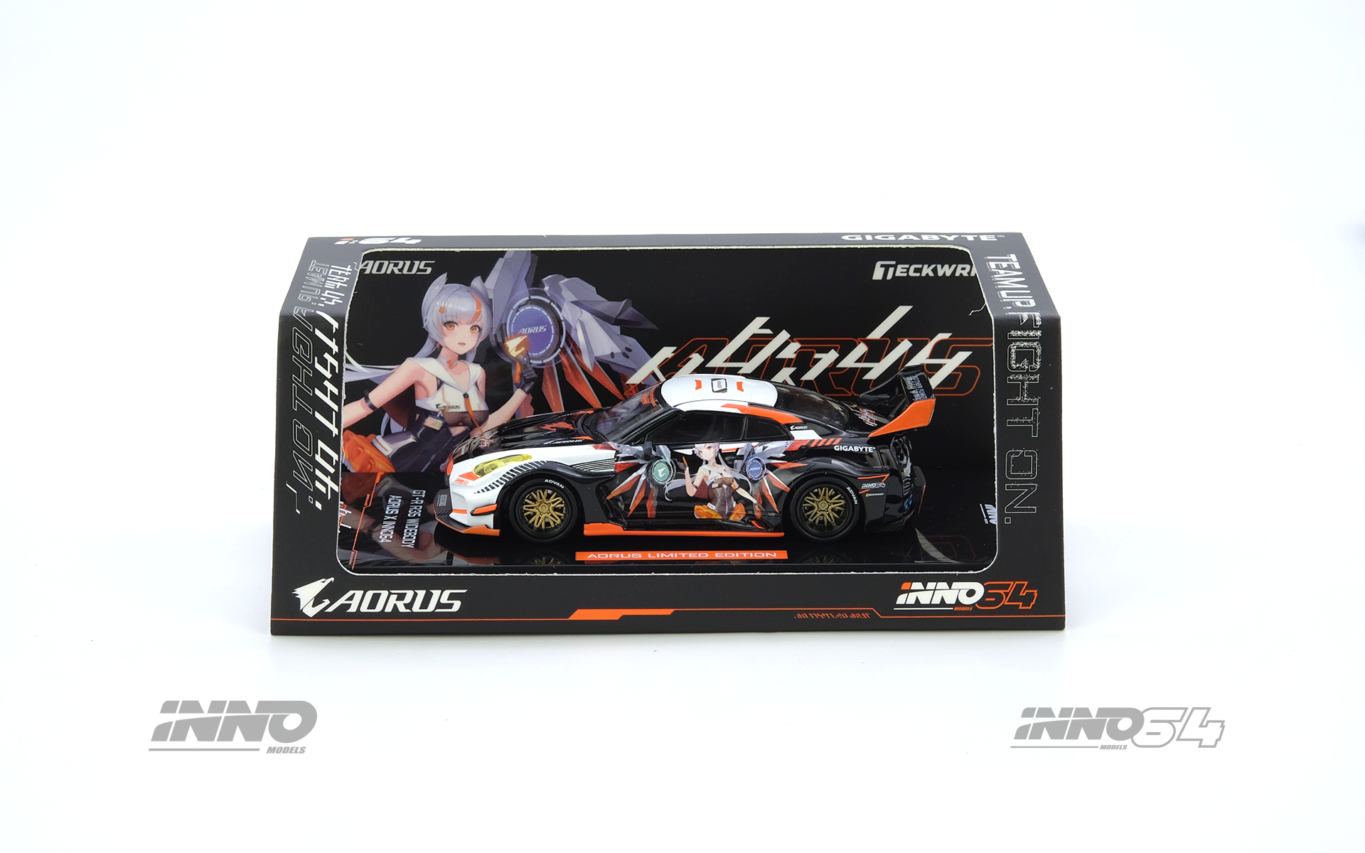 Inno64 1/64 GT-R R35 WIDEBODY AORUS X INNO64 Limited Edition IN64-R35LB-AORUS Diecast Scale Model