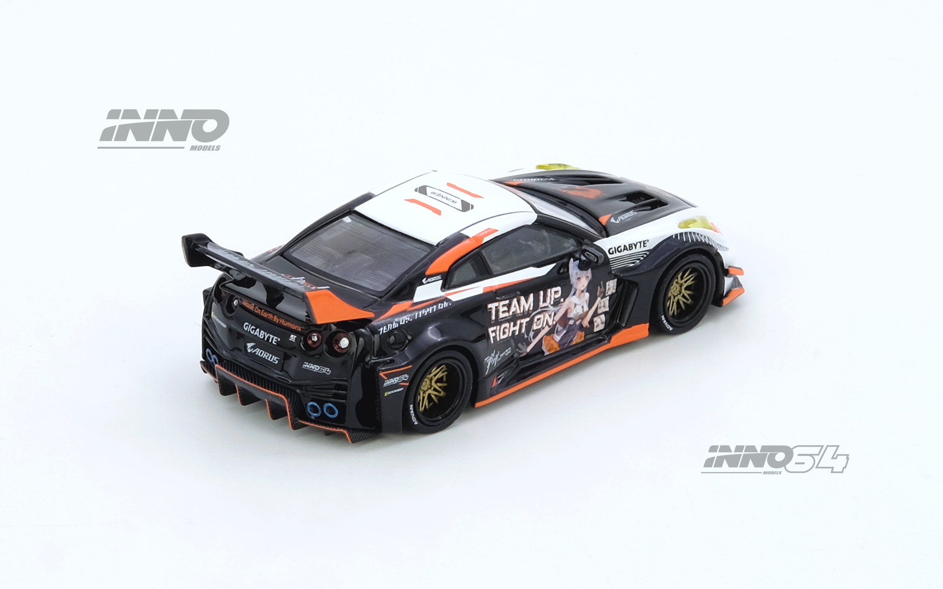 Inno64 1/64 GT-R R35 WIDEBODY AORUS X INNO64 Limited Edition IN64-R35LB-AORUS Diecast Scale Model