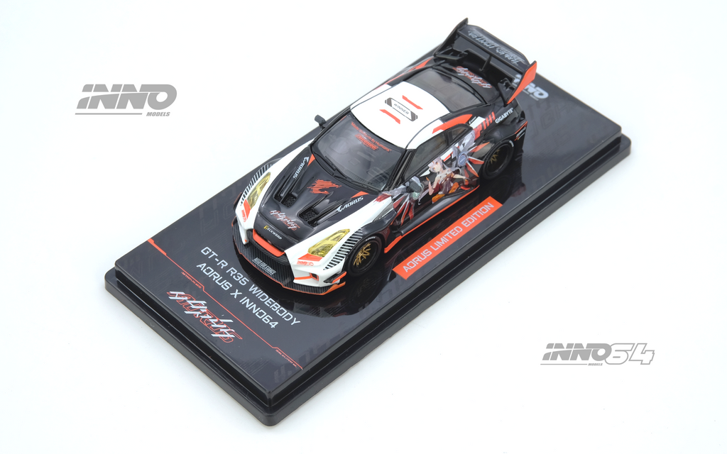Inno64 1/64 GT-R R35 WIDEBODY AORUS X INNO64 Limited Edition IN64-R35LB-AORUS Diecast Scale Model