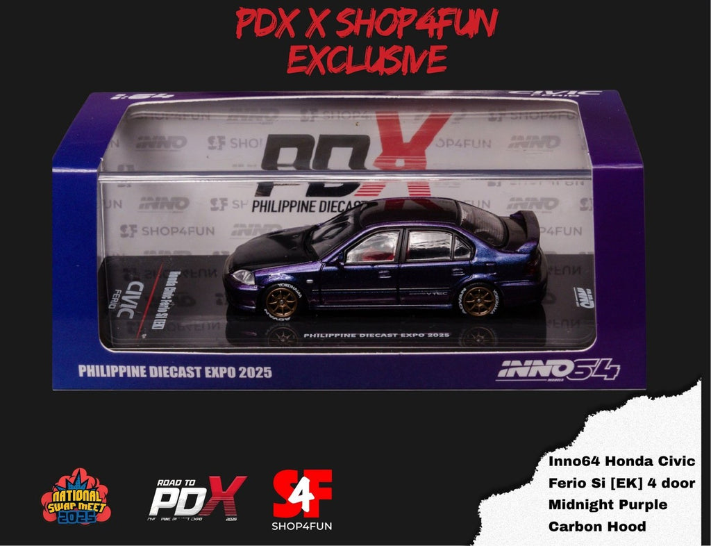 INNO64 1/64 Honda Civic Ferio Si (EK) PHILIPPINE DIECAST EXPO 2025 Midnight Purple IN64-EKS-MP-PDX25 Diecast Scale Model