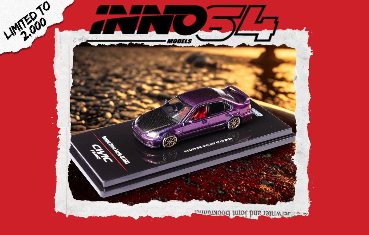 INNO64 1/64 Honda Civic Ferio Si (EK) PHILIPPINE DIECAST EXPO 2025 Midnight Purple IN64-EKS-MP-PDX25 Diecast Scale Model