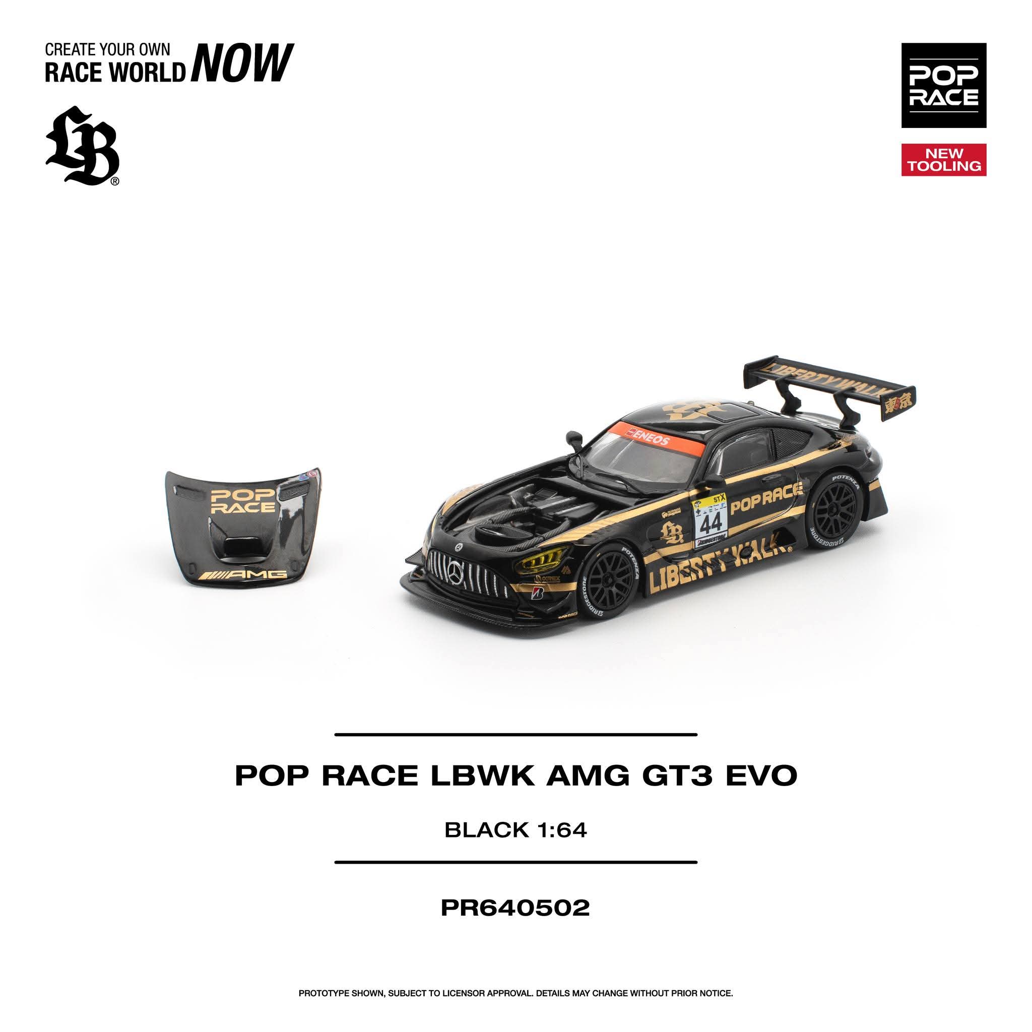 [PRE ORDER] Pop Race 1/64 Pop Race LBWK AMG GT3 EVO Black PR640502 Diecast Scale Model