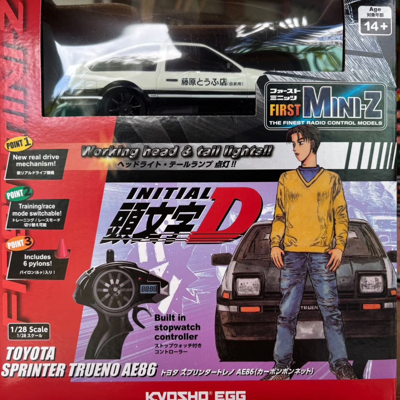 KYOSHO 1/28 First Mini-Z Initial D Toyota Sprinter Trueno AE86 w/ Carbon Hood White  KYS-66617A Remote Control Car
